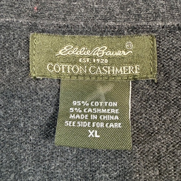 Eddie Bauer Cardigan Women XL Gray Cotton Cashmere V-Neck Button Front Sweater - Picture 4 of 6